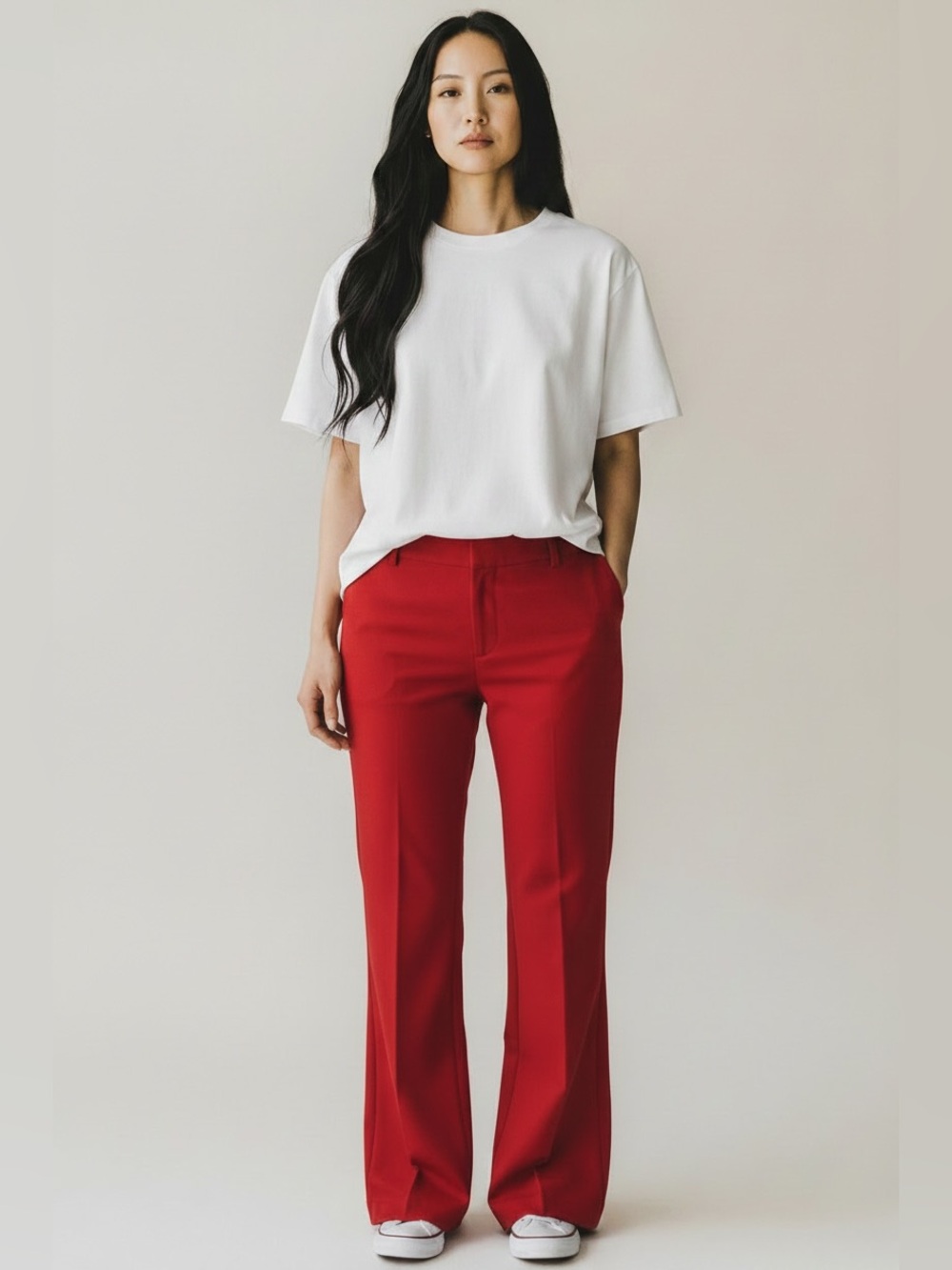 Express Editor Flare Leg Dress Pants Red Size 12 NWT Low Rise Patriotic - Picture 4 of 13